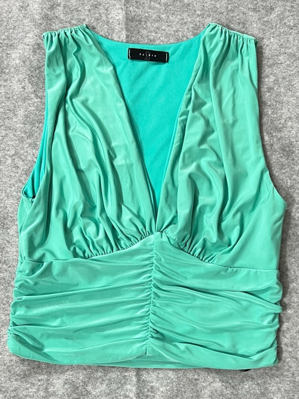 21 Saints sleeveless ruched v-neck tank top aquamarine US Women’s Large L